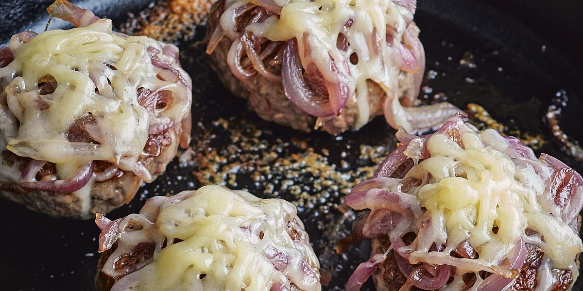 Smashed Hamburgers with Caramelized Onions